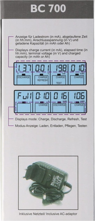 Produktbild AccuCell Schnell-Ladegerät mit Entladefunktion und LCD-Display (1 Stk., AAA, AA, 3000 mAh, Ladegerät ohne Akku)