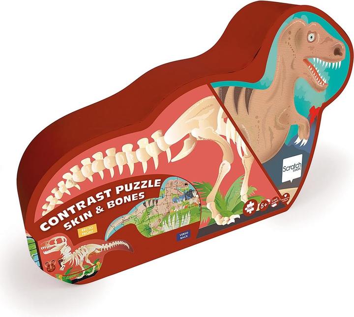 Image du produit Scratch Puzzle à contours Dino recto-verso (100 pièces)