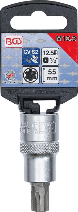 Actual product image BGS Bit Socket 12.5 mm (1/2") Drive Spline (for Ribe) M10.3 (Inner square)