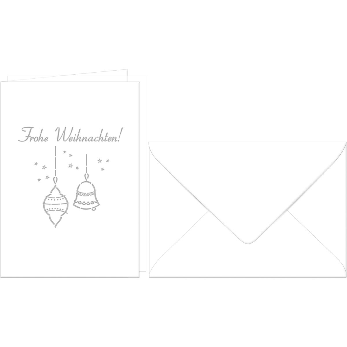 Ursus, Karteikarten, Doppelkarte A6 gelasert + Kuvert VE=5 Sets Frohe Weihnachten weiss (A6, 220 g/m², 5 x)