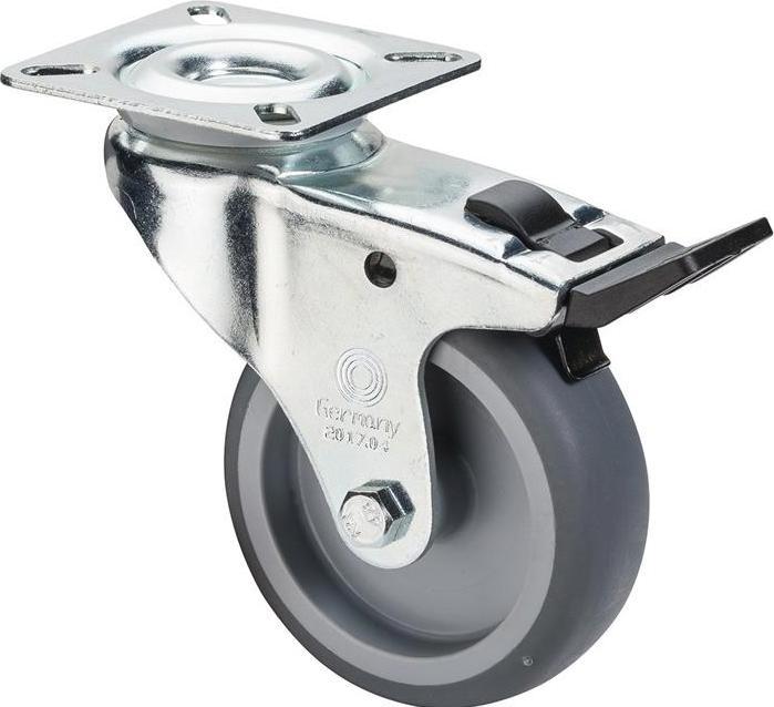 HP Autozubehör Swivel castor with total brake Wheel Ø 75 mm Load capacity 60 kg with screw-on plate Plain bearing