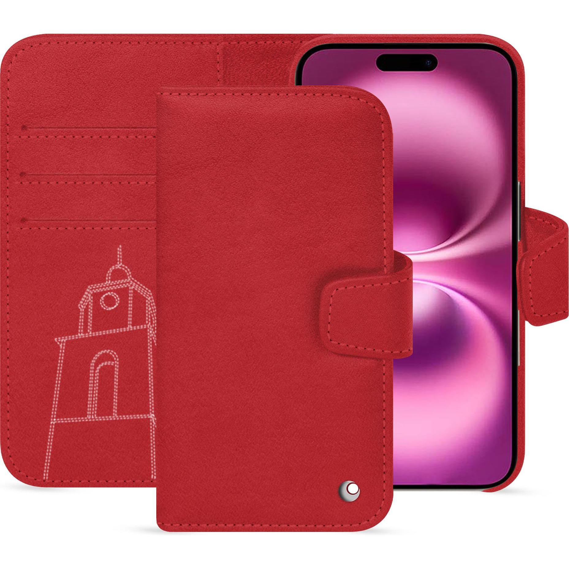 Noreve Lederschutzhülle Apple iPhone 16 Plus (Apple iPhone 16 Plus), Smartphone Hülle, Rot