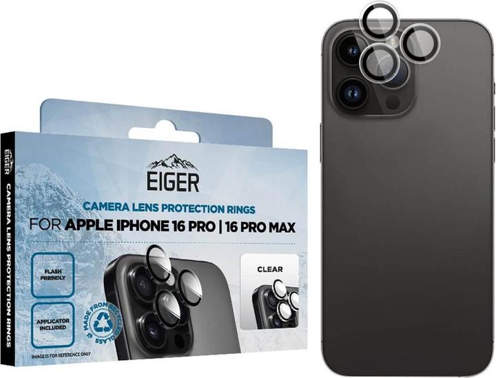Produktbild Eiger Kameralinsen-Schutzring Mountain Glass Lens Ring clear (1 Stück, Apple iPhone 16 Pro Max, Apple iPhone 16 Pro)
