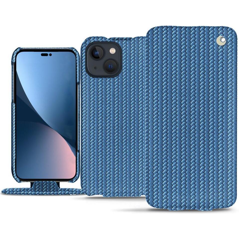 Noreve Lederschutzhülle vertikal (Apple iPhone 14 Plus), Smartphone Hülle, Blau