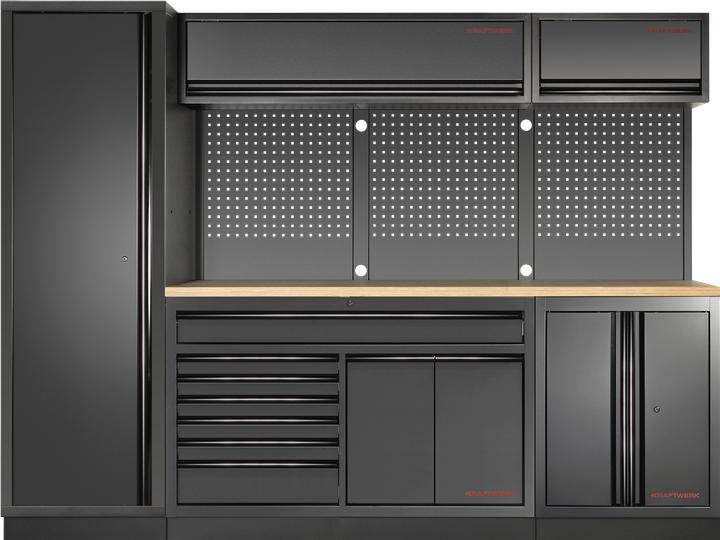 Kraftwerk MOBILIO BLK Kombi breit, Lochwand, Buche (264 cm, 200 cm)