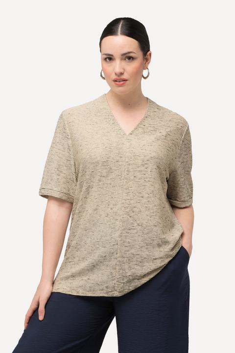 Produktbild Ulla Popken Sweatshirt, Struktur, V-Ausschnitt, Halbarm (42, 44)