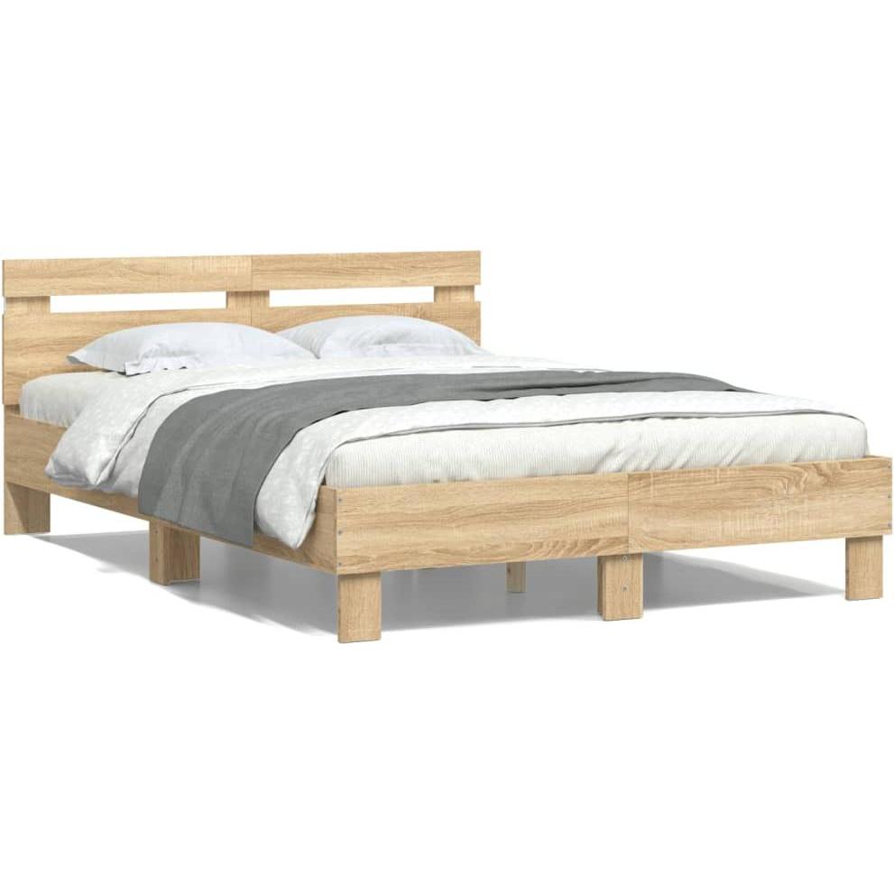 VidaXL, Bett, Bettgestell mit Kopfteil LED-Beleuchtung 120 x 190cm (120 x 190 cm)