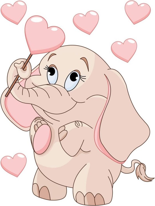Image du produit Trenddeko Bébé éléphant avec coeurs + autocollants lumineux (38 x 50 cm)