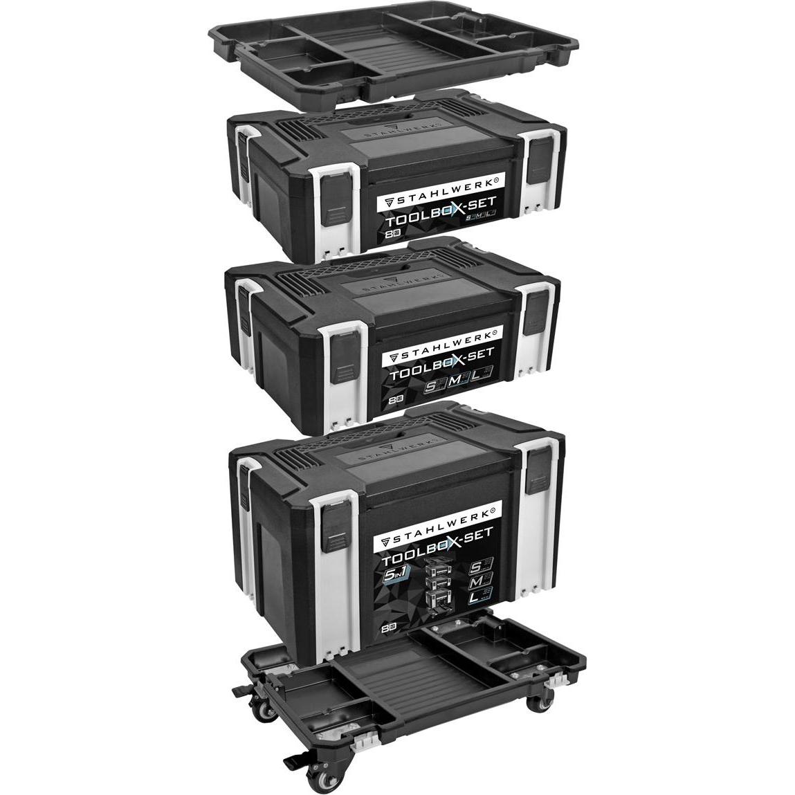 Thumbnail - Stahlwerk, Werkzeugkoffer, Toolbox Set 5 in 1 Systembox Werkzeugkiste Werkzeugkoffer Werkzeugbox (5 Teile)
