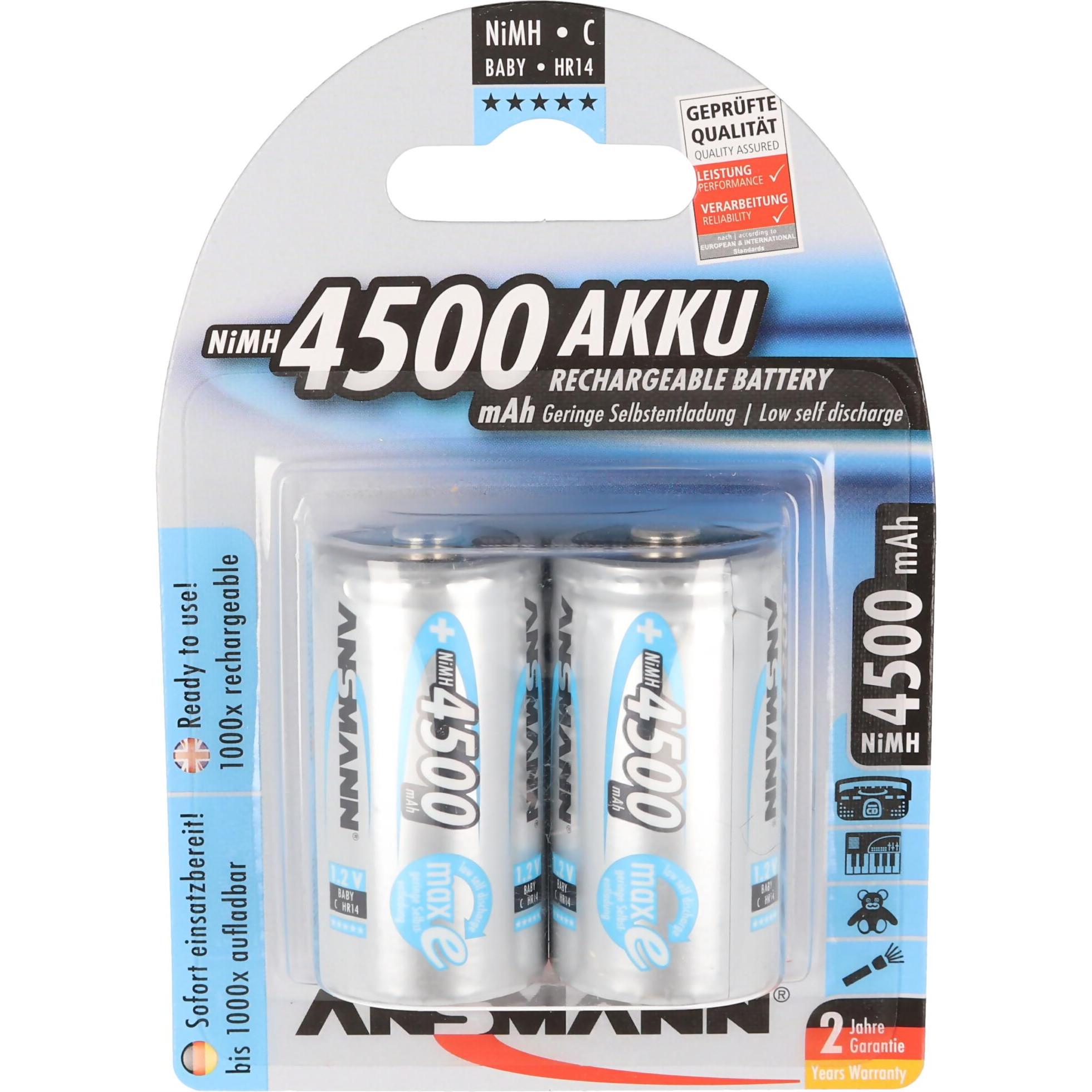 Ansmann Baby C (2 Stk., C, 4500 mAh), Batterien + Akkus