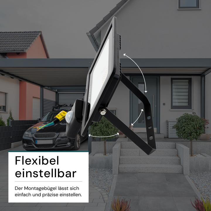 Actual product image Luxula LED floodlight with motion detector, EEK: F, 30W, 3000lm, 4000K, black (3000 lm, IP65)