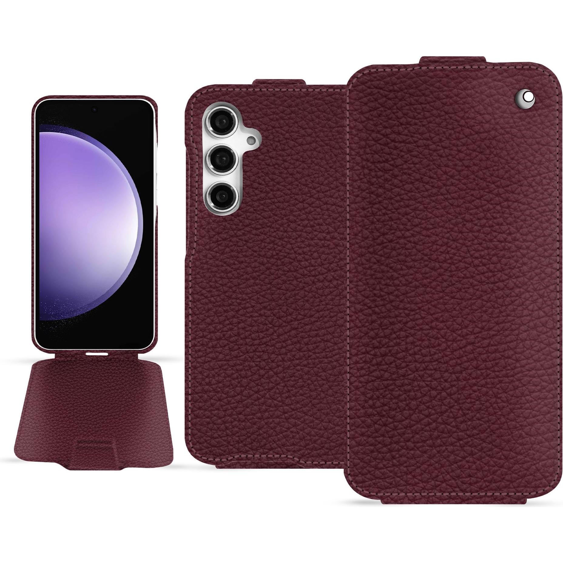 Noreve Lederschutzhülle vertikal (Samsung Galaxy S23 FE), Smartphone Hülle, Violett