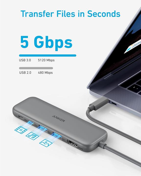 Actual product image Anker USB-C Hub mit 4K HDMI und 5Gbps Datenanschluss (USB-C, 4 ports)