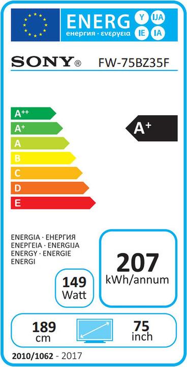 Energie-Label Sony Fw-75bz35f (3840 x 2160 Pixel, 75")