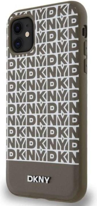 Produktbild DKNY PU Leather Repeat Pattern Bottom Stripe MagSafe Case for iPhone 11 Brown (Apple iPhone 11)