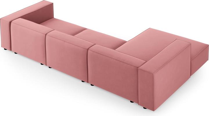 Actual product image Cosmopolitan Design Velvet Left Corner Sofa, "Arendal", 4 Seats, Flamingo, 284x166x70 Made in Europe (Corner sofa)