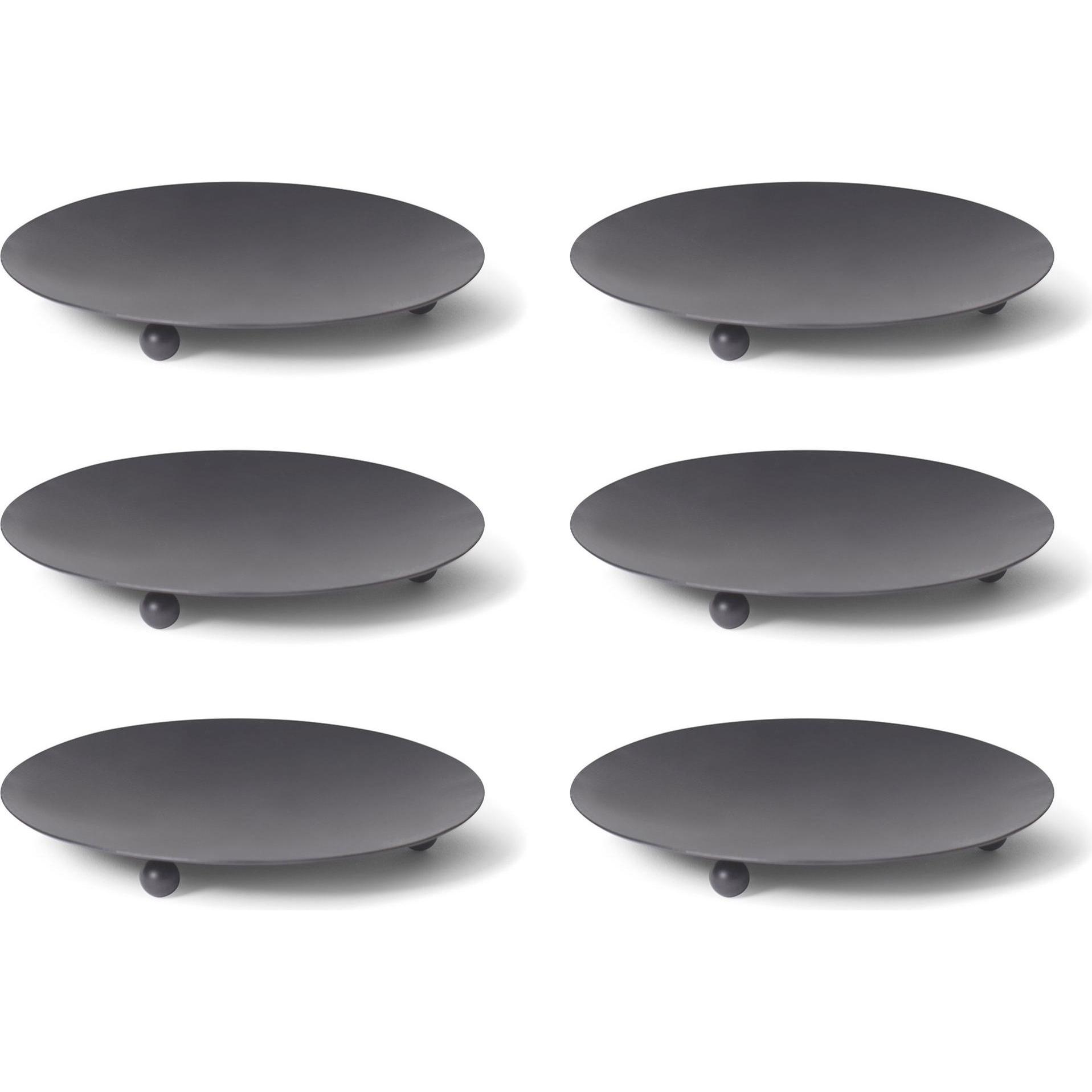 Novaliv, Kerzenständer, 6x Kerzenhalter Dekoteller Stumpenkerzen SCHWARZ 12cm Kerzenteller Metall rund (12 x 12 x 12 cm)