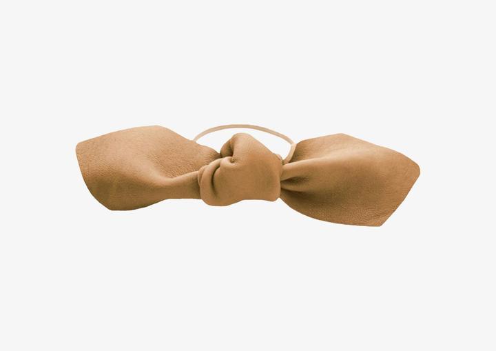 Actual product image Corinne World - Leather Bow Big Hair Tie Camel (Hair tie)