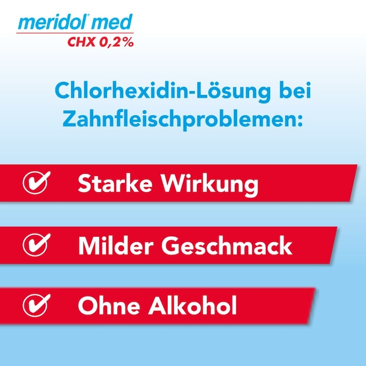 Actual product image Meridol med CHX 0.2 % solution for application in the oral cavity, 300 ml solution (300 ml, Mouthwash)