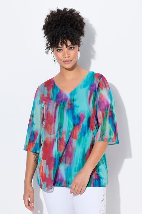 Produktbild Miamoda Meshbluse, A-Linie, Mesh mit farbigem Alloverdruck (48)