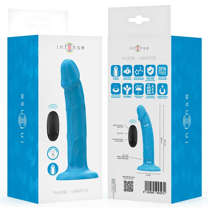 Actual product image Intense Phoebe Realistischer Vibrator 10 Vibrationen Blau Fernbedienung