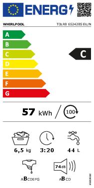 Energie-Label Whirlpool WASHING MACHINE TDLRB 65242BS EU/N WHP (6.50 kg, Oben)