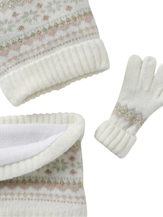 Actual product image Vertbaudet Mädchen Set: Mütze, Rundschal & Handschuhe mit Jacquardmuster und goldenen Details