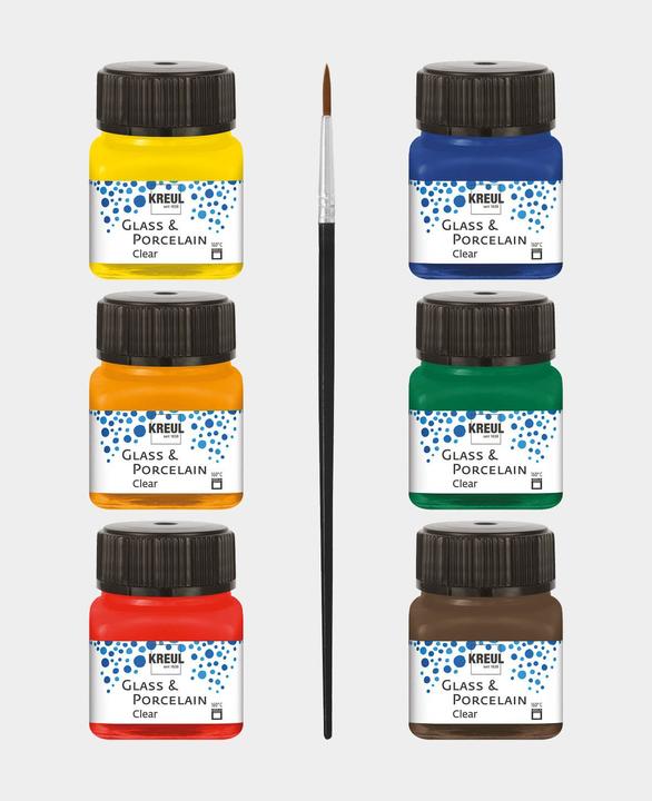 Image du produit Kreul Verre et porcelaine Clear-Set (Vert foncé, Rouge cerise, Jaune soleil, Brun espresso, Bleu foncé, Orange, 120 ml)