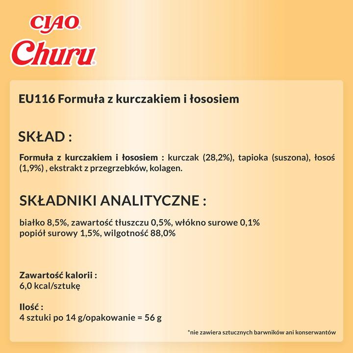 Immagine prodotto Inaba Churu Pollo con salmone - bocconcino per gatti - 4x14 g (Senior, 4 pz., 56 g)