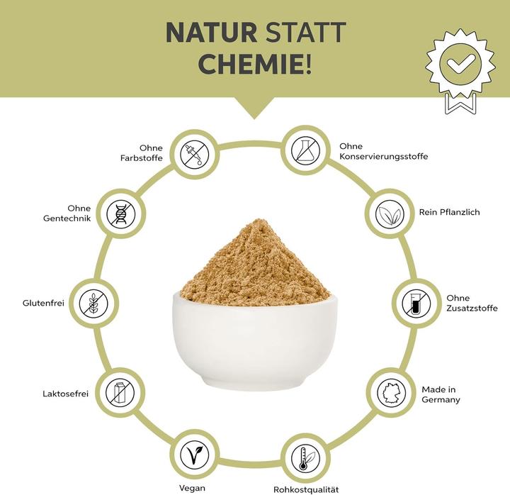 Image du produit Eltabia Poudre d'ashwagandha bio | Ginseng indien de qualité crudité et végétalien (Capsules, 200 g)