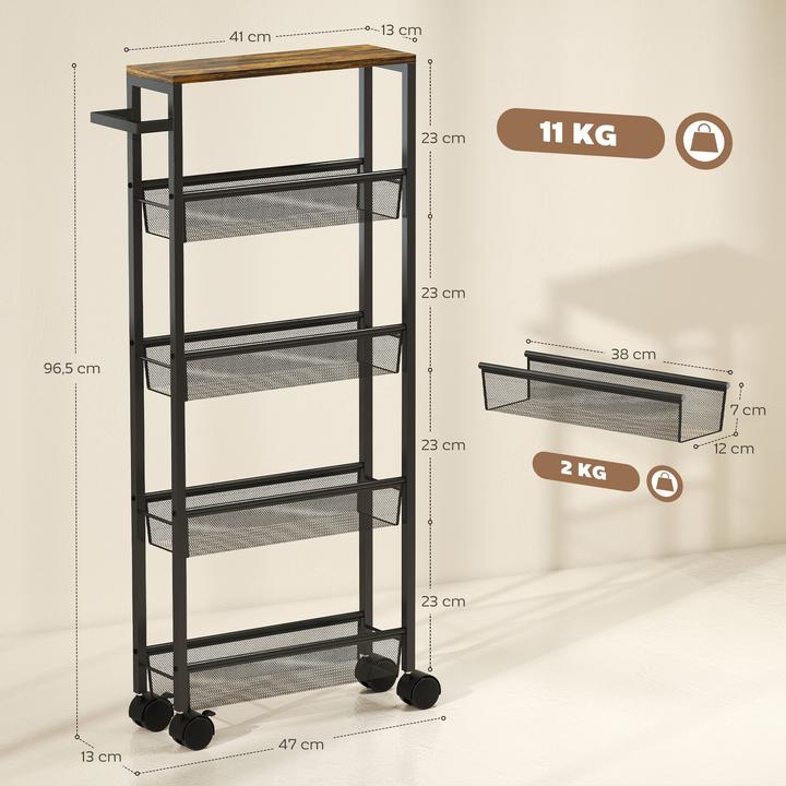 Produktbild Homcom Küchenwagen Metall, Spanplatte Schwarz