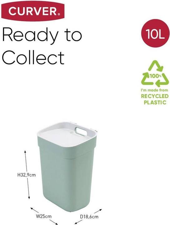 Actual product image Curver Kosz Do Segregacji śmieci 10l /Zielony/ Jasny Szary (10 l)