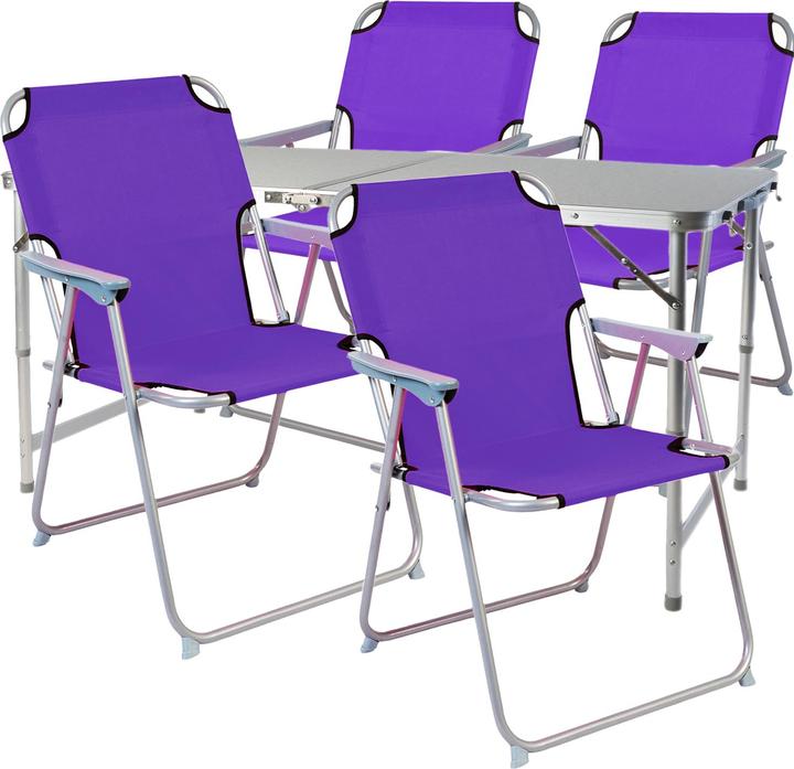 Inda-Exclusiv 5-piece camping furniture set aluminium 120x60x58/70cm purple
