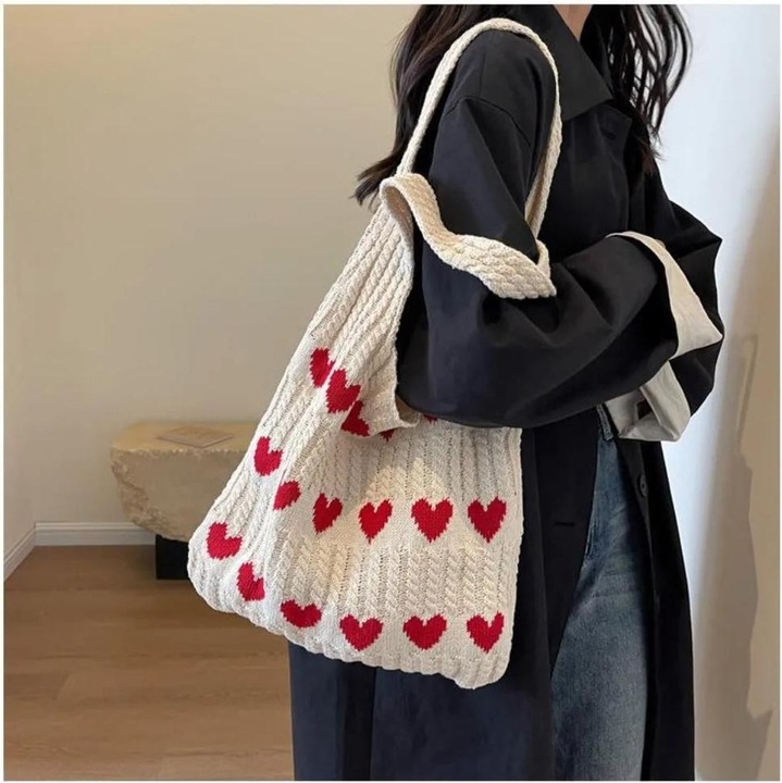 Only-Bags.Store Gestrickte Handtaschen Grosse Kapazität Taschen Umhängetasche Herbst Handtaschen Casual Woven