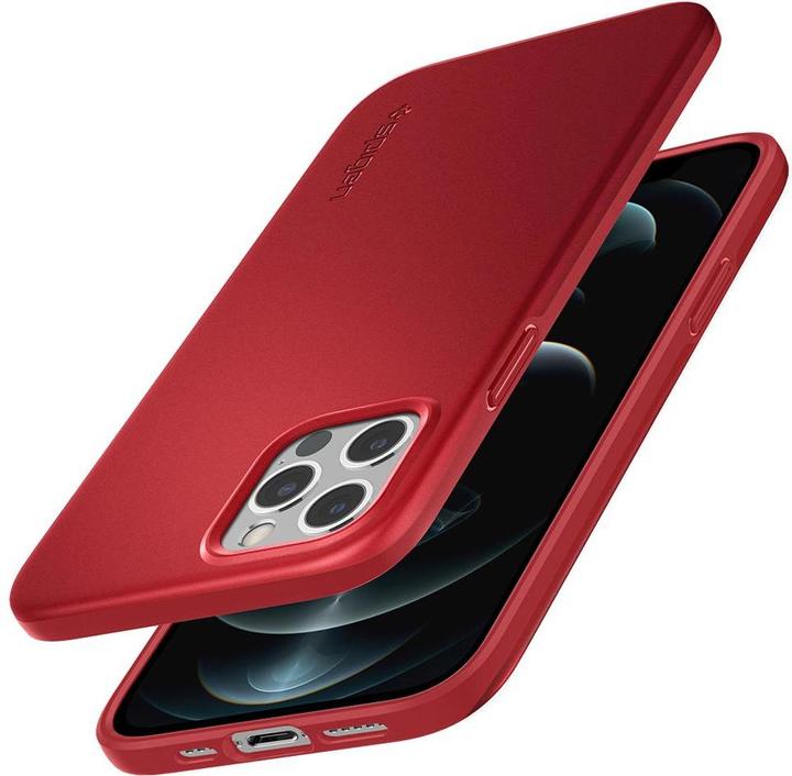 Produktbild Spigen Thin Fit Handy-Schutzhülle 15,5 cm (6.1" ) Cover Rot (Apple iPhone 12 Pro, Apple iPhone 12)