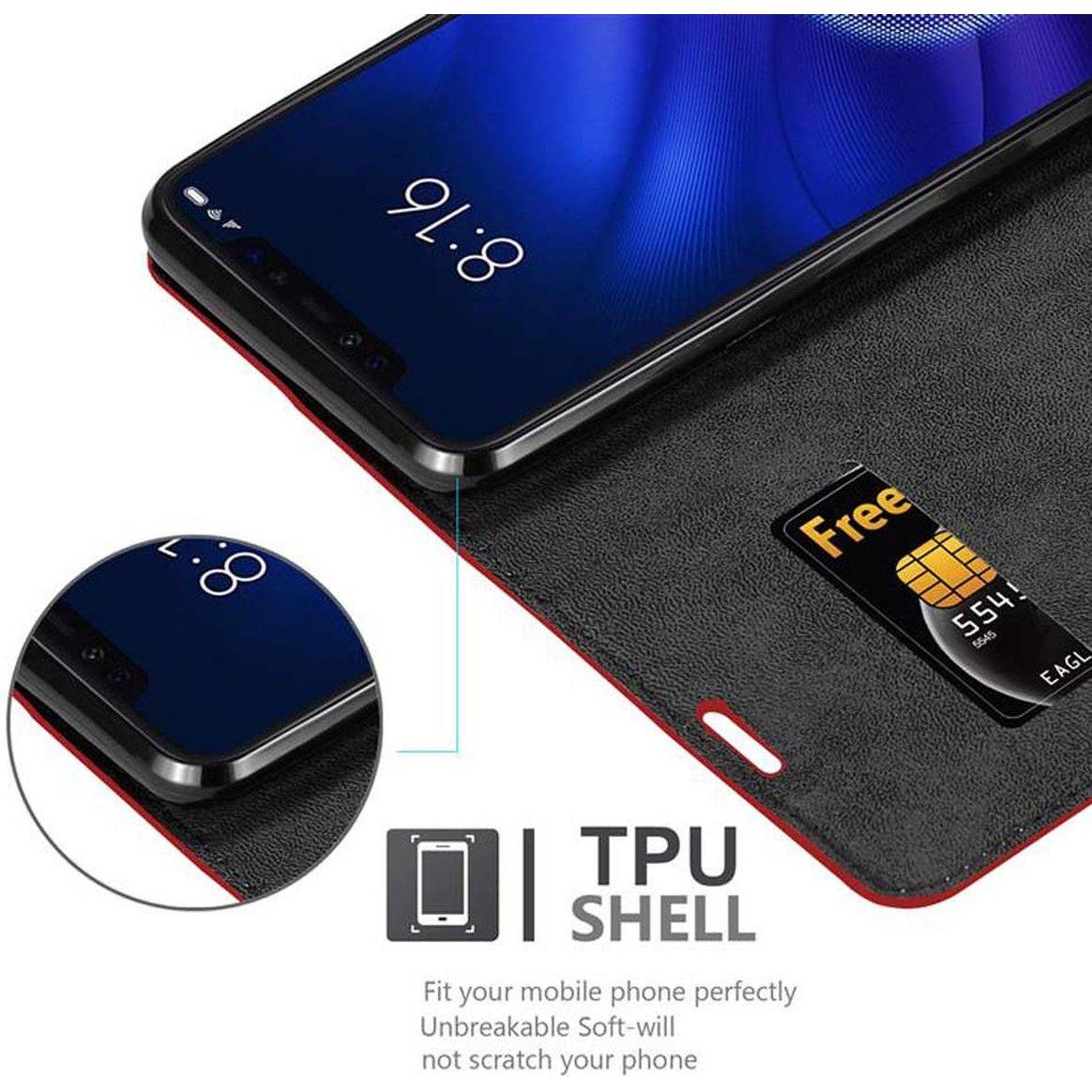 Thumbnail - Cadorabo Book Invisible Magnet Cover (Xiaomi Mi 8 Pro), Smartphone Hülle, Rot
