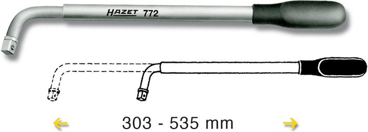 Produktbild HAZET Ausziehbarer Radmuttern-Schlüssel 772 ∙ Vierkant 12,5 mm (1/2 Zoll) ∙ 535 mm