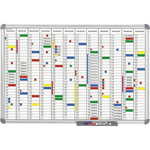 Maul, Präsentationstafel, Jahresplaner, 12 Monate, inklusive Zubehör-Set (60 x 90 cm)