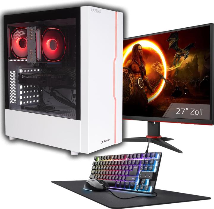 Captiva PC Advanced Gaming R93-502 TFT Bundle (Ryzen 5 7500F/RTX5060 8GB GDDR7/SSD 1TB/16GB/WLAN/Windows 11 (1000 Go, 16 Go, AMD Ryzen 5 7500F, GeForce RTX 5060)
