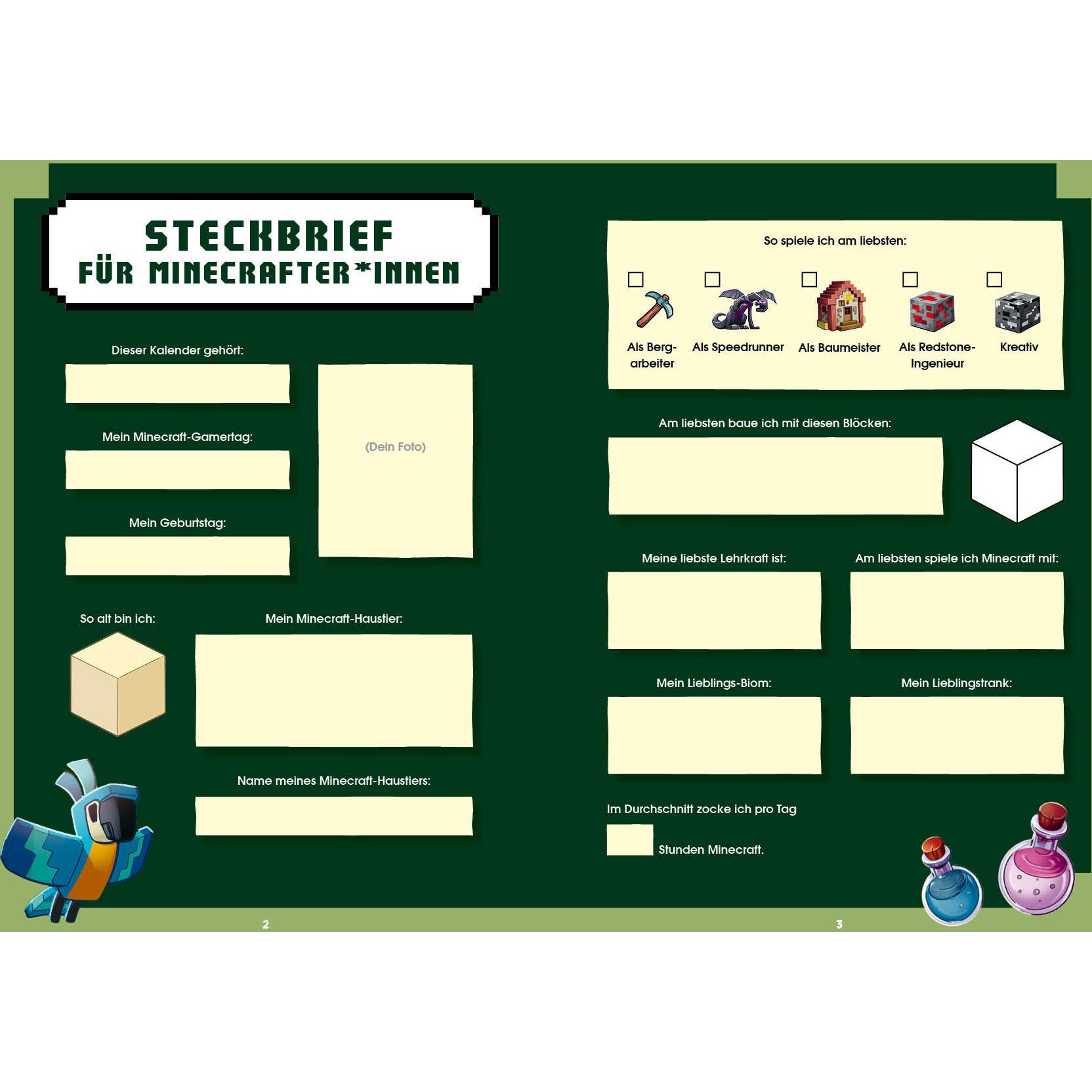 Thumbnail - Edition Fischer, Agenda, Schröer:Der Schülerkalender für Minecra (Deutsch)