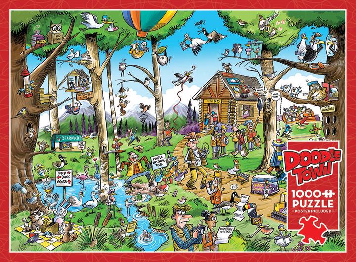 Image du produit Cobble Hill Puzzle 1000 pieces DoodleTown: Birdwatcher's Paradise (1000 pièces)