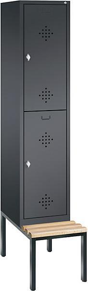 C+P CLASSIC Armoire vestiaire avec banc encastré, à deux étages (42 cm, 209 cm)