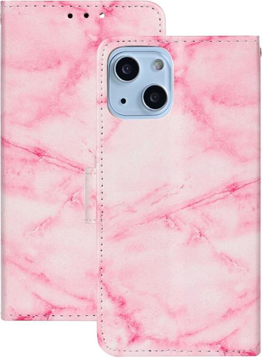 Produktbild Ueli Express iPhone 13 Mini Buch Etui Tasche mit Kartenfach Marmor Rose Pink (Apple iPhone 13 mini)