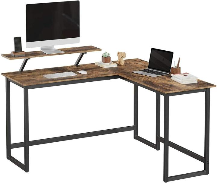 Actual product image Vasagle Desk brown L-shaped, O-leg frame black 130.0 / 140.0 x 50.0 cm (140 x 130 x 91.50 cm)