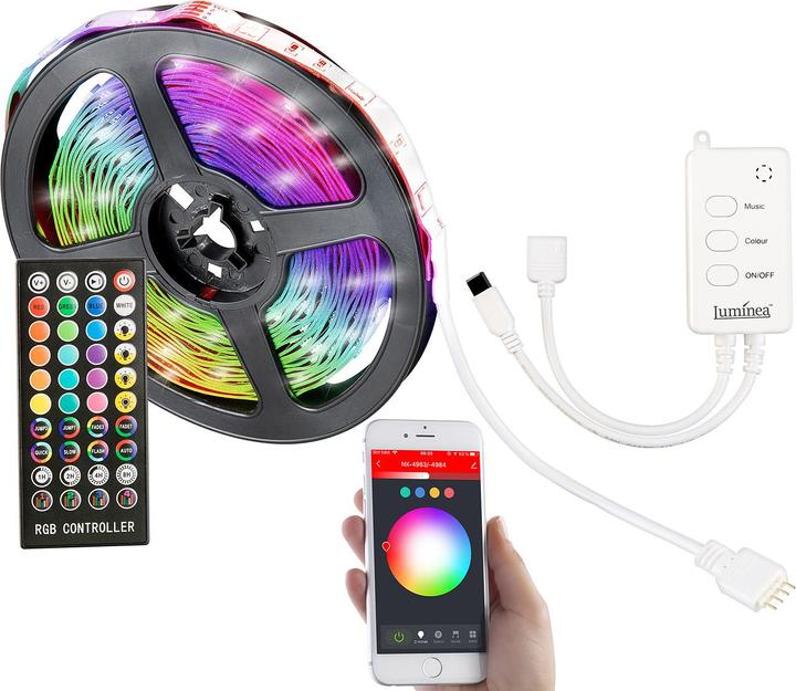 Image du produit Luminea Bande LED RVB WLAN avec contrôle du son (RGB, 13 cm, Intérieur)