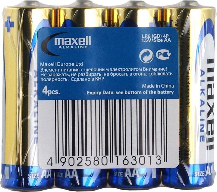 Productafbeelding Maxell Mignon alkaline batterij, AA, LR6, 4 stuks (4 Pcs., AA / LR6 / Mignon / R6 / R14505)