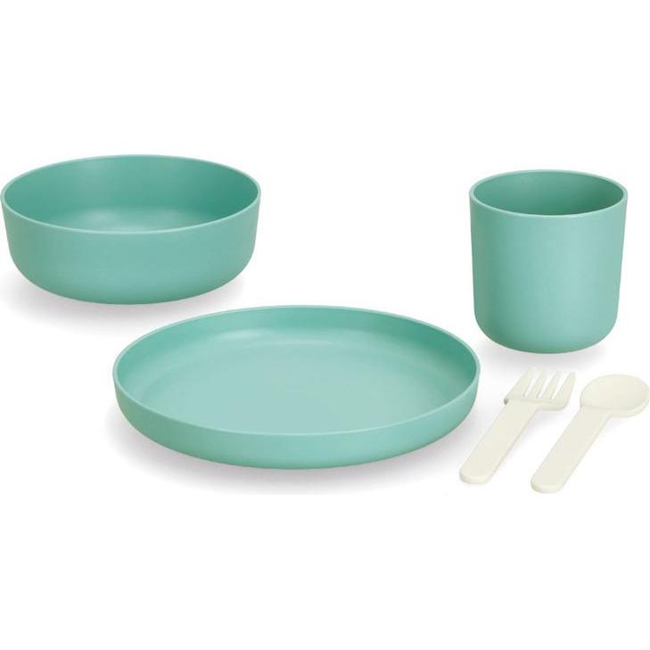 Zeller Present, Kindergeschirr + Kinderbesteck, Kinder-Geschirr-Set, 5-tlg., Kunststoff, salbei