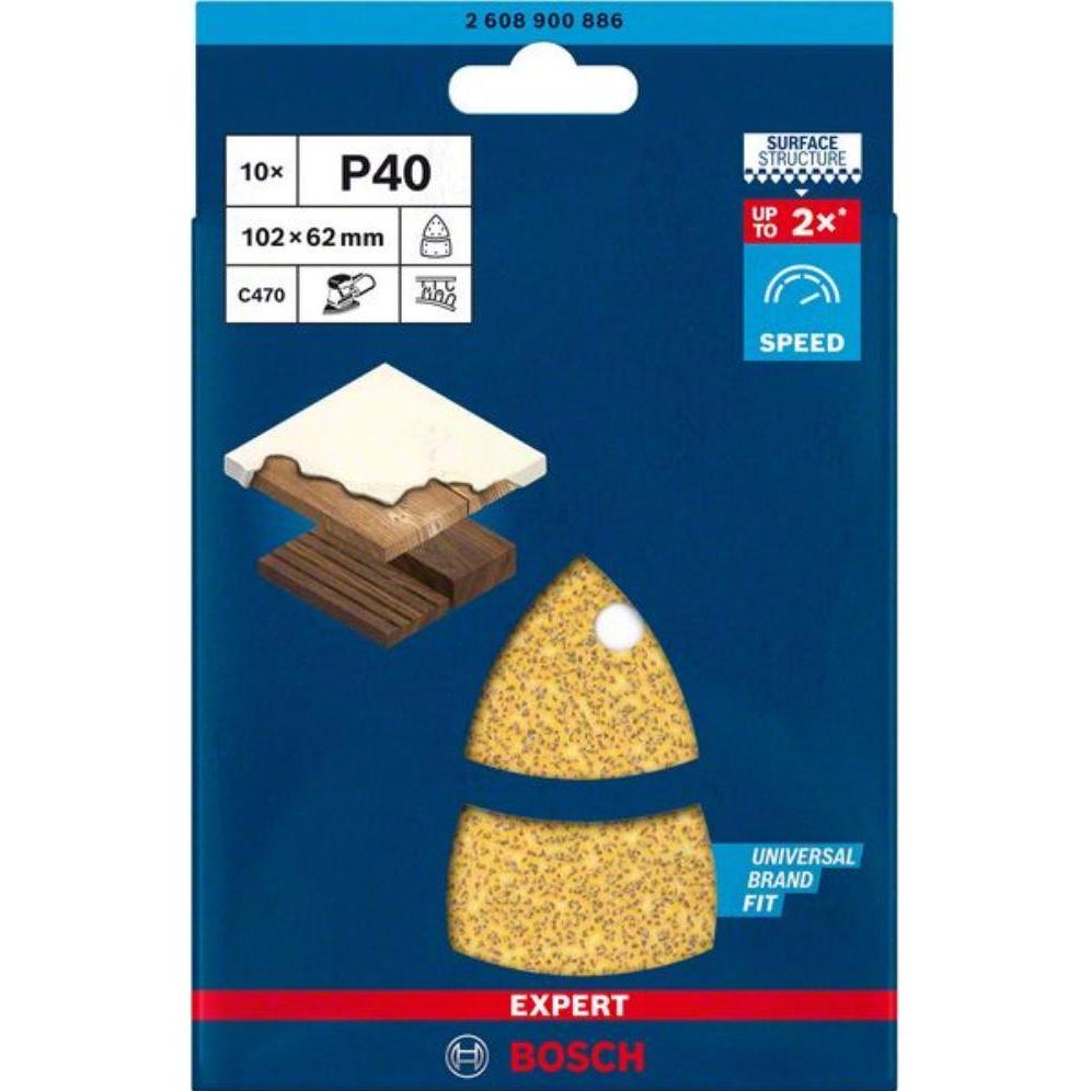 Thumbnail - Bosch Professional Zubehör, Schleifmittel, EXPERT C470 Schleifpapier mit 11 Löchern für Multischleifer, 102 x 62 mm, 93 ...