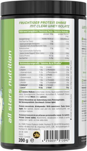 Produktbild All Stars Clear Isolate Whey Protein (390g Dose) (Grüner Apfel, 1 Stk., 400 g)