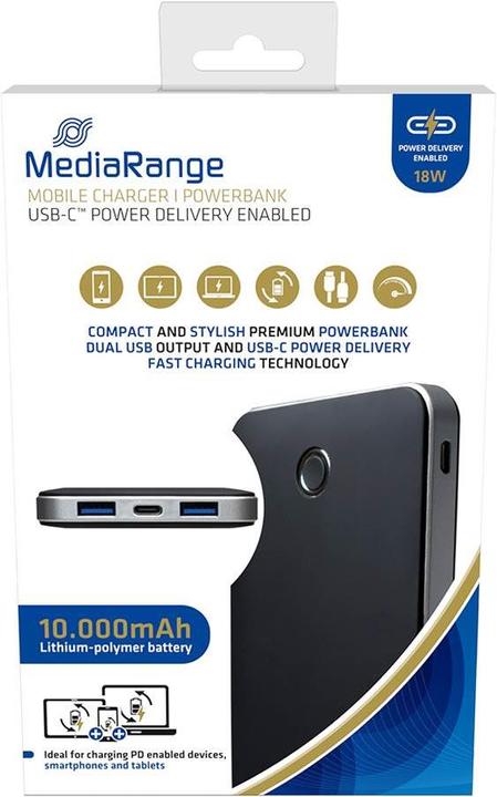 Image du produit MediaRange Powerbank (10000 mAh, 18 W, 37 Wh)